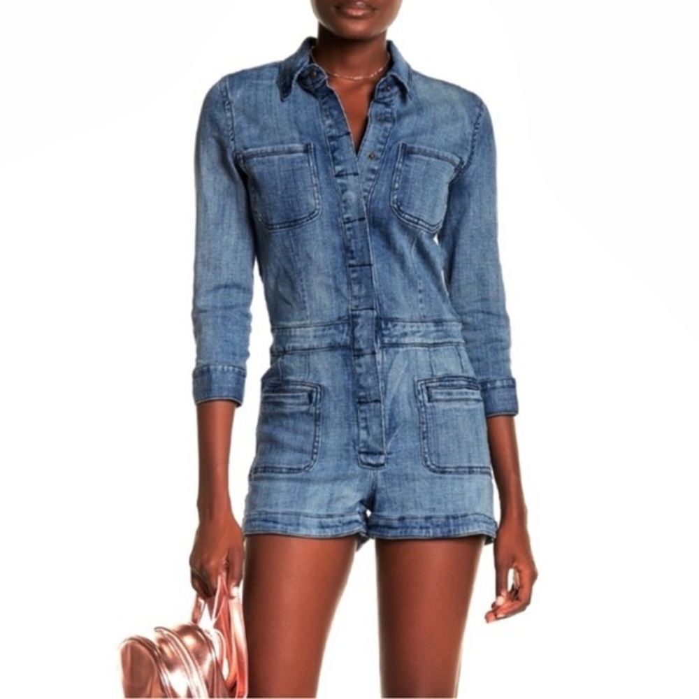 Pistola denim short romper